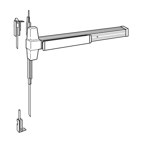 Grade 1 Concealed Vertical Rod Exit Bar, Wide Stile Pushpad, 36-in Device, 80-in to 100-in Door Heig